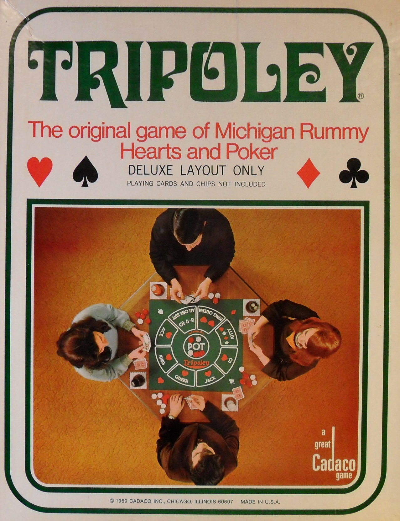 Tripoley:The original game of Michigan Rummy Hearts and Poker