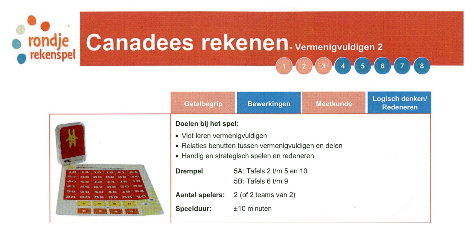 Rondje Rekenspel Canadees rekenen - Vermenigvuldigen 2