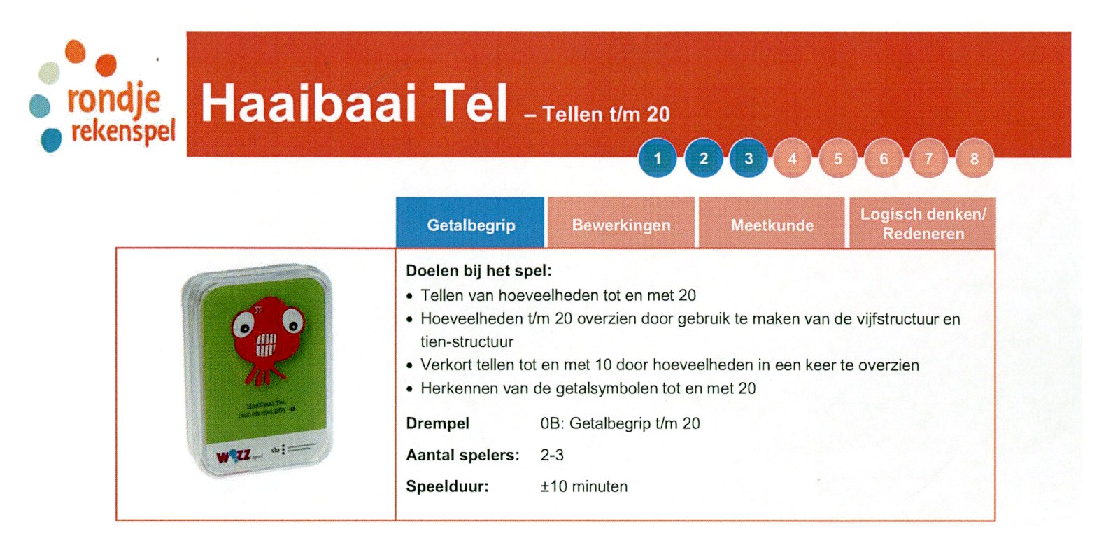 Rondje Rekenspel Haaibaai Tel - Tellen t/m 20