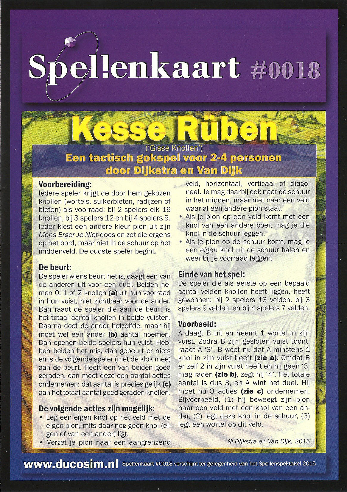 Spellenkaart #0018: Kesse Rüben (Gisse Knollen)