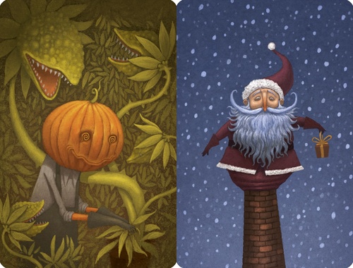 Dixit: "Pumpkinhead" and "Santa" promo cards