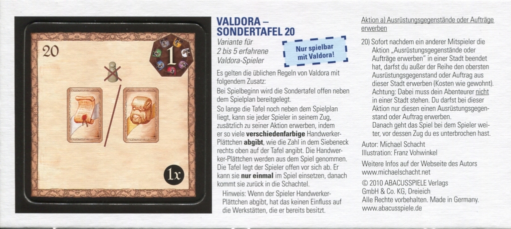 Valdora: Special Board 20