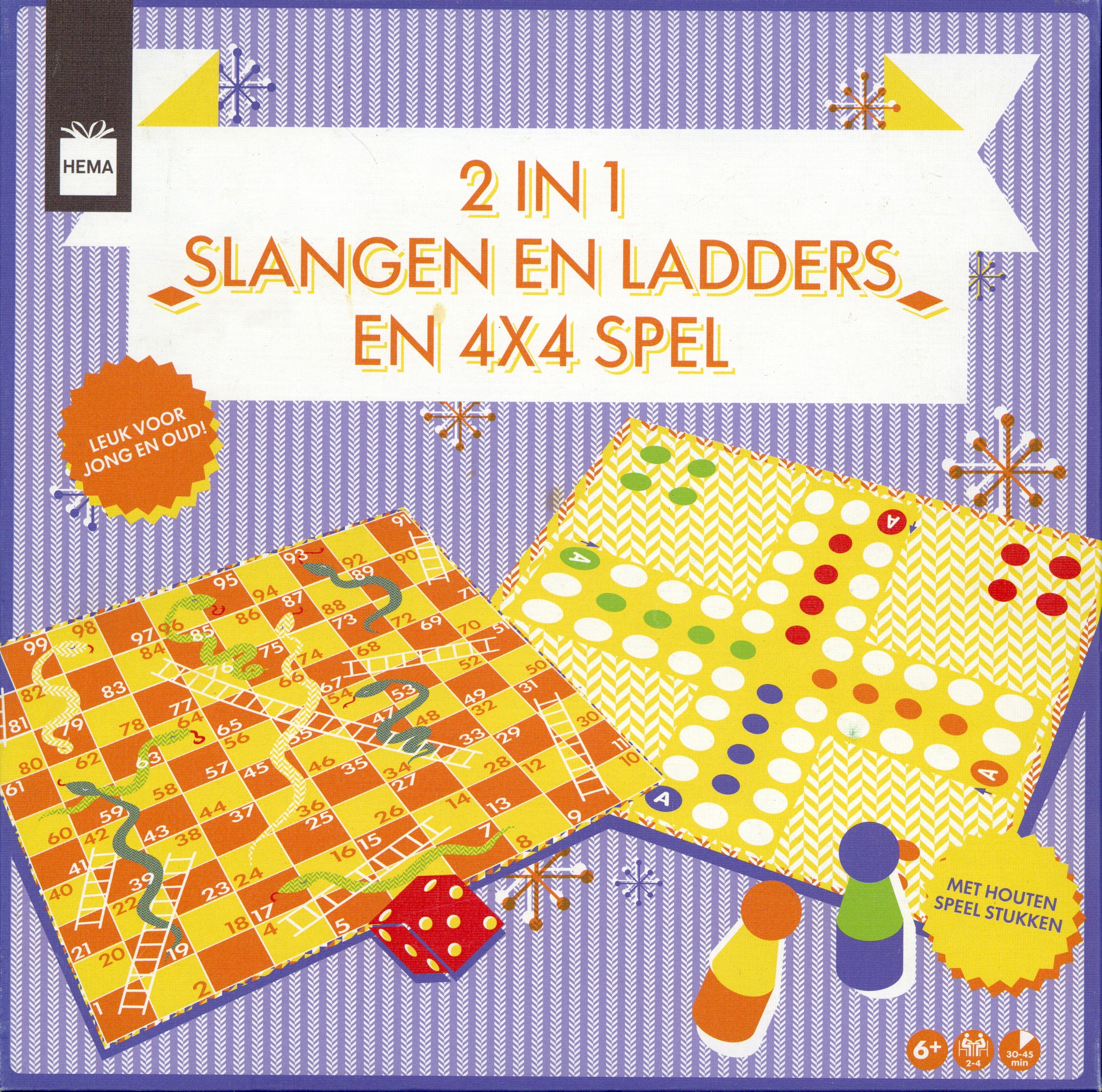 2 in 1: Slangen en Ladders en 4x4 Spel