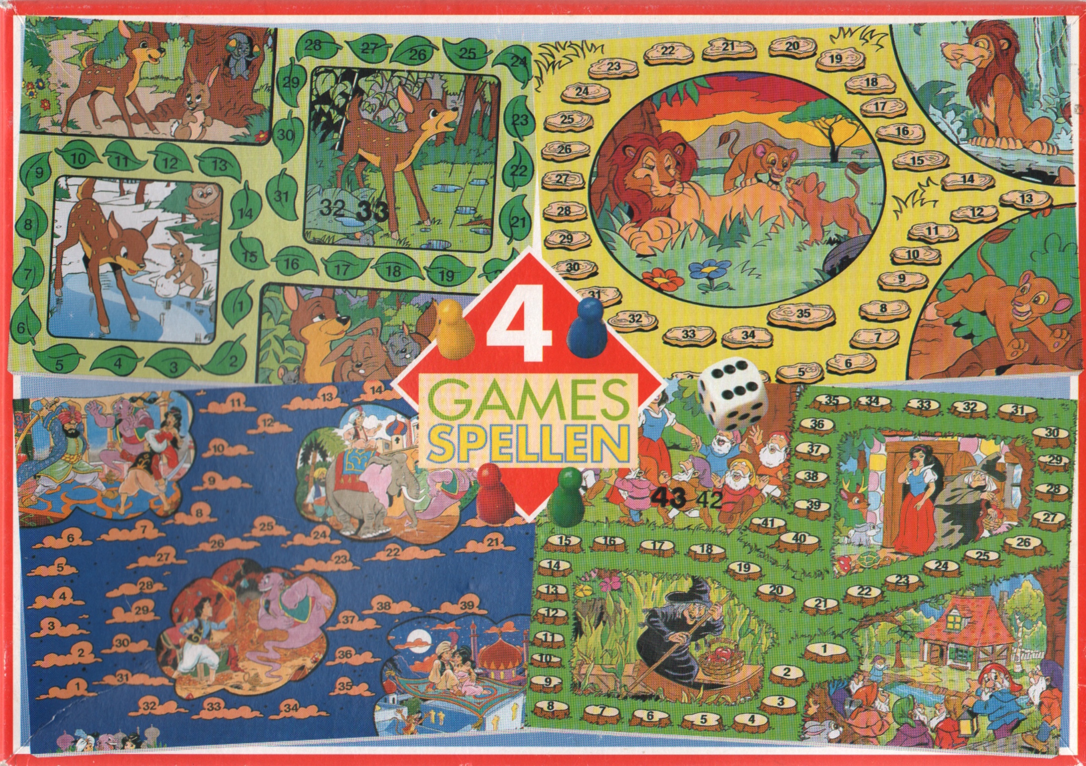 4 Games Spellen: Aladdin, Lions, Snow White, Bambi