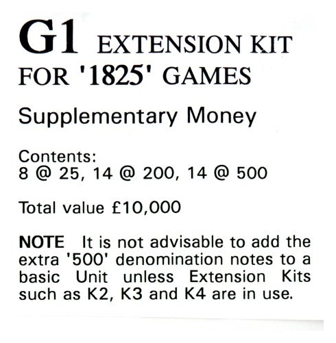 1825: Extension Kit - Supplementary Money