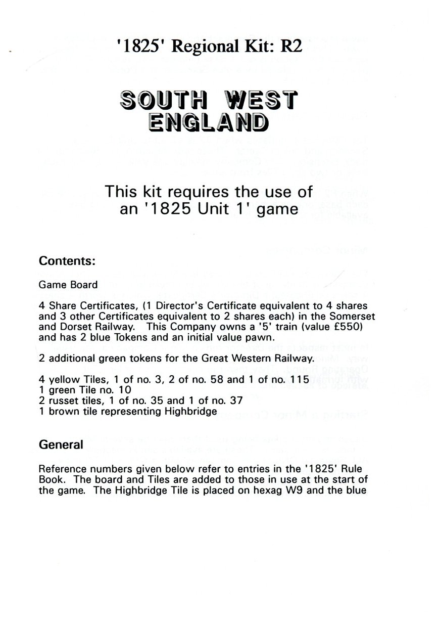 1825: regional kit - R2 South West England